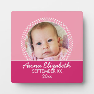 Pink Polka Dot Foto Frame Baby Girl Fotoplatte