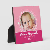 Pink Polka Dot Foto Frame Baby Girl Fotoplatte (Vorderseite)