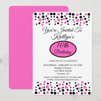 Pink Polka Dot Geburtstagsparty Einladung