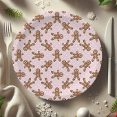 Pink Polka Dot Gingerbread Mann Weihnachten Pappteller