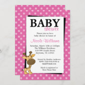 Pink Polka Dot Giraffe Babydusche Einladungen (Vorne/Hinten)
