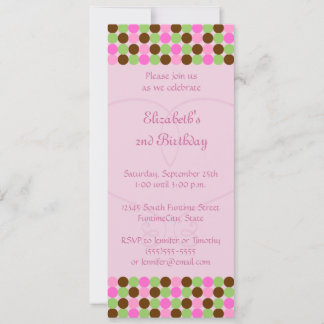 Pink Polka dot Girls Geburtstagsparty Einladung