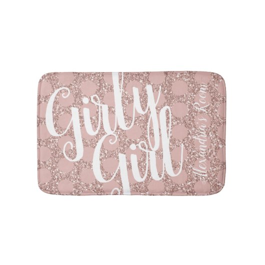 Pink Polka Dot Glitzer Fun Girly Badematte (Vorderseite)