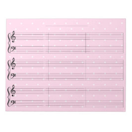 Pink Polka Dot Grand Staff - Piano Musik Notizblock