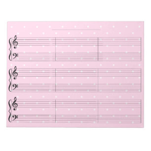Pink Polka Dot Grand Staff - Piano Musik Notizblock