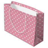 Pink Polka Dot Große Geschenktüte (Rückseite Schrägansicht)