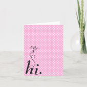 Pink Polka Dot Hallo Karte (Vorderseite)