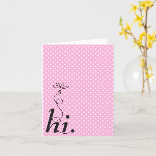 Pink Polka Dot Hallo Karte (Gelbe Blume)