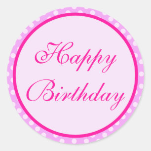 Pink Polka Dot Happy Birthday Sticker