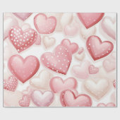 Pink Polka Dot Hearts Geschenkpapier (Flach)