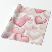 Pink Polka Dot Hearts Geschenkpapier (Ungerollt)
