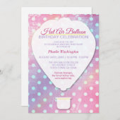 Pink Polka Dot Heißluftballon Geburtstagseinladung Einladung (Vorne/Hinten)