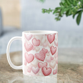 Pink Polka Dot Herzmuster Kaffeetasse