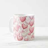 Pink Polka Dot Herzmuster Kaffeetasse (Vorderseite Links)