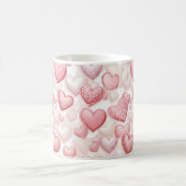 Pink Polka Dot Herzmuster Kaffeetasse (Mittel)