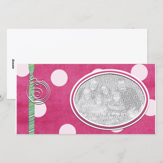 Pink Polka dot Holiday Foto Vorlage (Vorne/Hinten)