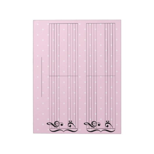 Pink Polka Dot Kids Extra Wide Rule Piano Music No Notizblock (Rotiert)