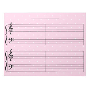Pink Polka Dot Kids Extra Wide Rule Piano Music No Notizblock
