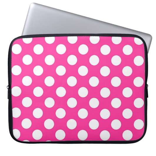 Pink Polka Dot Laptop Sleeve (Vorderseite)