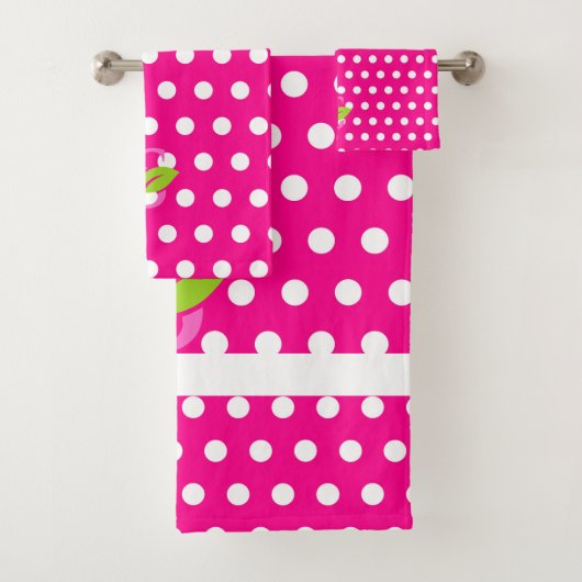 Pink polka-dot Logo Badehandtuch Set (Insitu)
