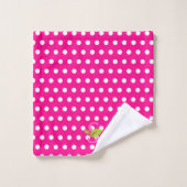 Pink polka-dot Logo Badehandtuch Set (Waschlappen)