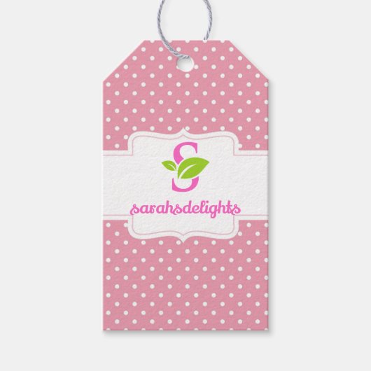Pink-Polka-Dot-Logo Geschenkanhänger (Vorderseite)