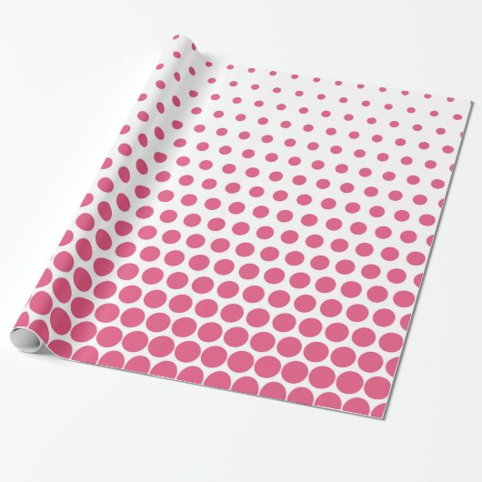 Pink Polka Dot Modern White Geschenkpapier (Ungerollt)