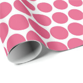 Pink Polka Dot Modern White Geschenkpapier (Rolleneckpunkt)