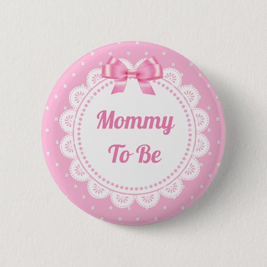 Pink Polka Dot Mommy to Be Baby Showknopf Button (Vorderseite)