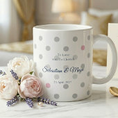 Pink Polka Dot Monogram Gift for Her Wedding Jumbo-Tasse