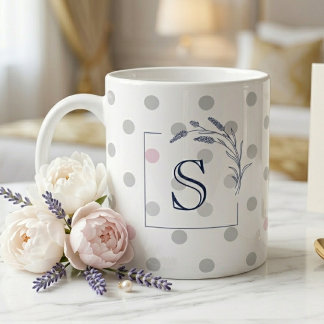 Pink Polka Dot Monogram Gift for Her Wedding Jumbo-Tasse