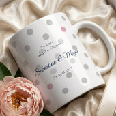 Pink Polka Dot Monogram Gift for Her Wedding Jumbo-Tasse