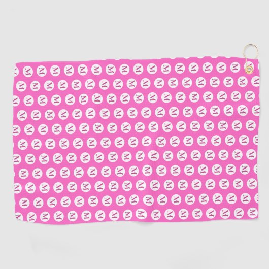 Pink Polka Dot Monogram Golfhandtuch (Horizontal)