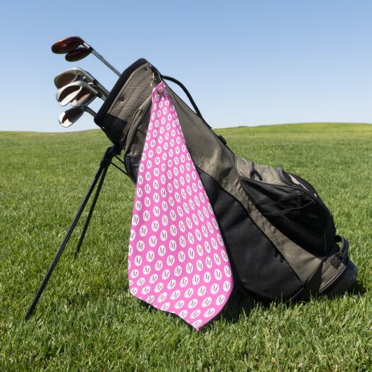 Pink Polka Dot Monogram Golfhandtuch (Gras)