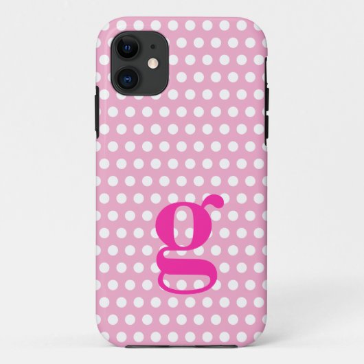 Pink Polka Dot Monogram iPhone Case (Rückseite)