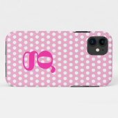 Pink Polka Dot Monogram iPhone Case (Rückseite (Horizontal))