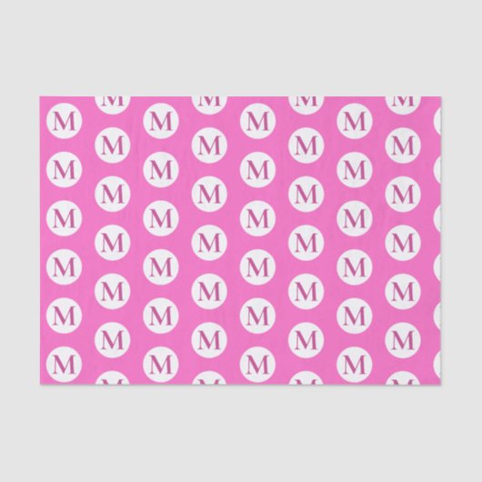 Pink Polka Dot Monogram Seidenpapier (Vorderseite)