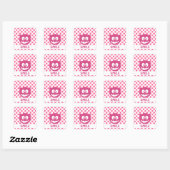 Pink Polka Dot Monster SMILE Quadratischer Aufkleber (Blatt)