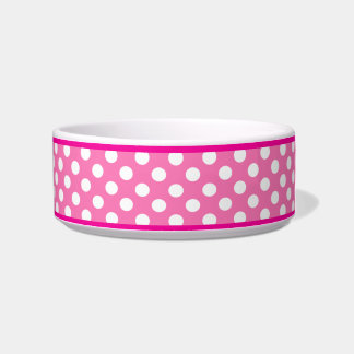 Pink Polka Dot Muster Kleine Keramik Dog Bowl Napf