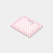 Pink Polka Dot Muster mit grauem Skriptnamen Post-it Klebezettel (angewinkelt)