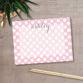 Pink Polka Dot Muster mit grauem Skriptnamen Post-it Klebezettel