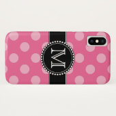 Pink Polka Dot Muster Mit Monogramm Case-Mate iPhone Hülle (Rückseite (Horizontal))
