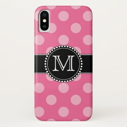 Pink Polka Dot Muster Mit Monogramm Case-Mate iPhone Hülle (Rückseite)
