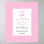 Pink Polka Dot Name Blessing Baby Girl Poster (Vorne)