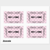 Pink Polka Dot Name Stickers (Blatt)