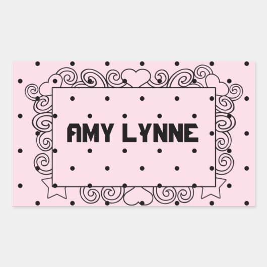 Pink Polka Dot Name Stickers (Vorderseite)