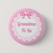 Pink Polka Dot Oma zum Baby-Duschknopf Button (Vorderseite)