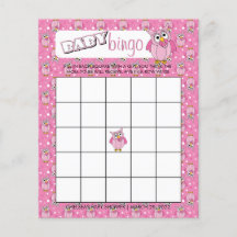 Pink Polka Dot Owl Baby Dusche Thema Bingo Spiel