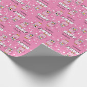 Pink Polka Dot Owl Baby Dusche Thema Geschenkpapier (Ecke)
