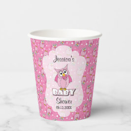 Pink Polka Dot Owl Baby Dusche Thema Pappbecher
